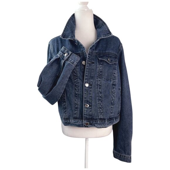 City Chic Denim Trucker Jacket Stretch in Med Wash 100% Cotton Women's SZ 18 (M) - Picture 2 of 9